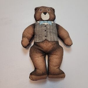 Vintage Toy Works Brown Bear Plush with Bow Tie
